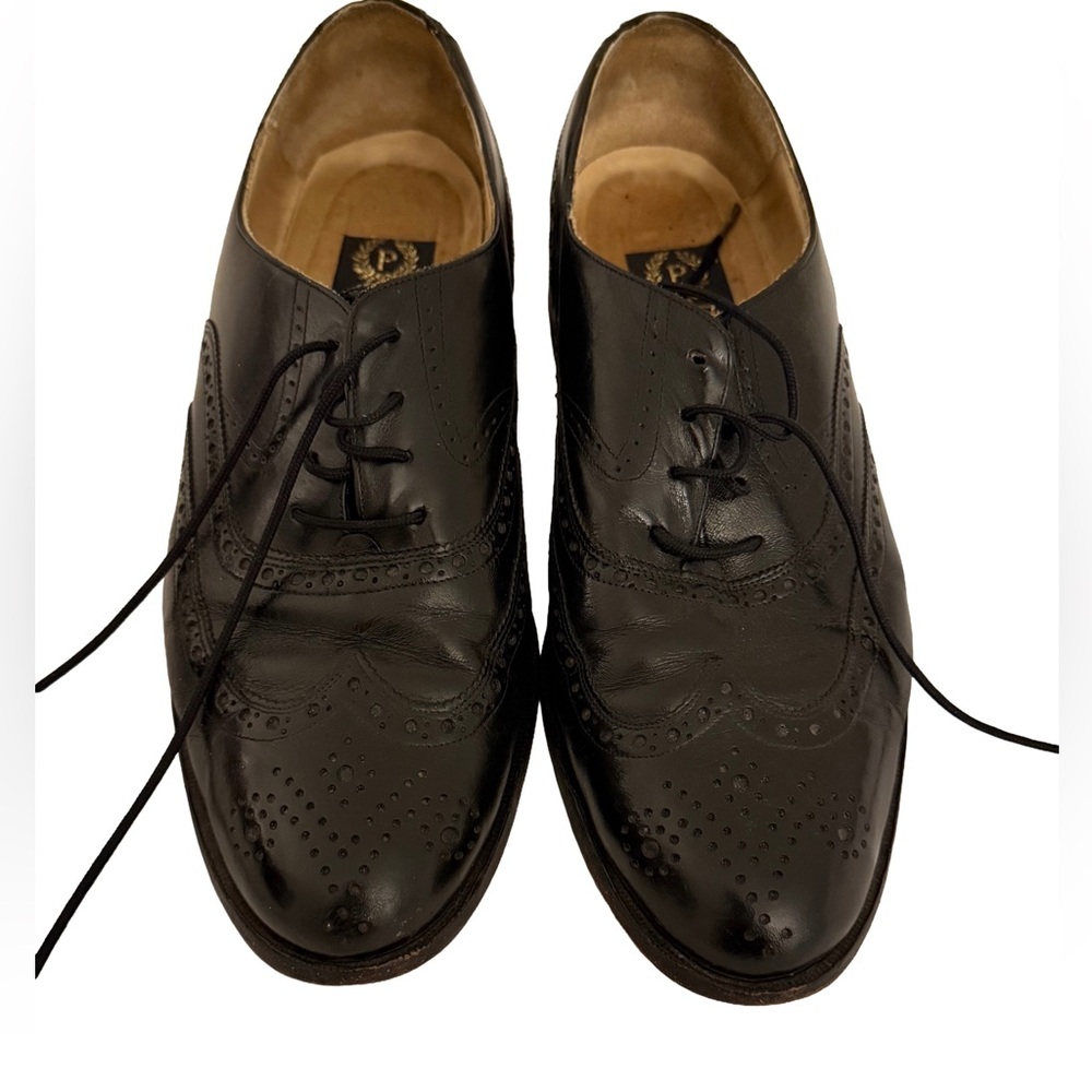 Pollini Black Leather Oxfords
